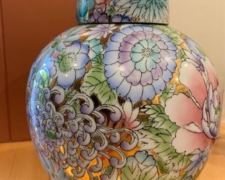 Asian Floral Ginger Jar, Vase, Urn