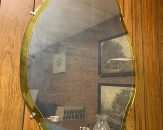 Wall Mirror with Yellow Trim