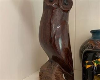 Ironwood Large Hand- Carved "Watcher of the Night" Art Piece