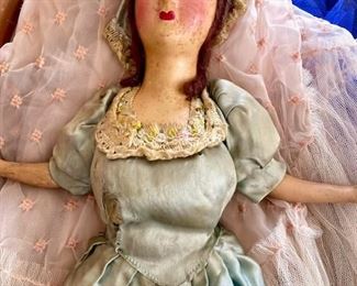 Vintage 1920s Boudoir Composition Doll, Tattered 