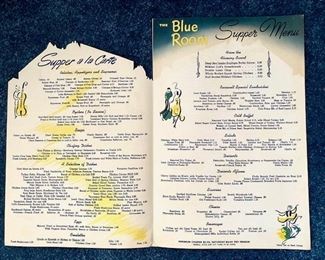 Vintage Menu from The Blue Room