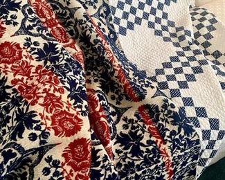 Victorian Hand Made Quilt and Hand Woven Early Americana Runner 