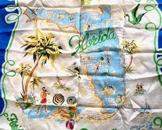 Vintage Florida Souvenir Silk Scarf, Japan