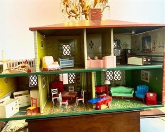 Vintage Furniture for Tin Doll House by T. Cohn, Made in USA, 1950'S