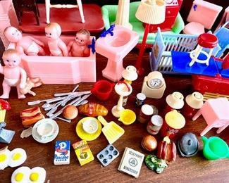 Vintage Miniatures for Tin Doll House by T. Cohn, Made in USA, 1950'S