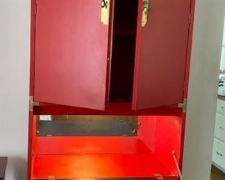 Vintage Red Cabinet & Bar