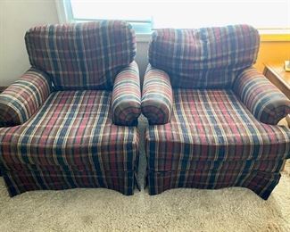 Pair of Comfy Plaid Chairs