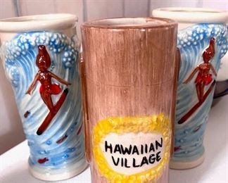 Vintage Surfer Girl Hawaii Tiki Inspired Ceramic Mugs