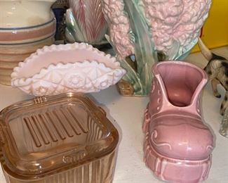 McCoy, pink milk glass ,& depression glass