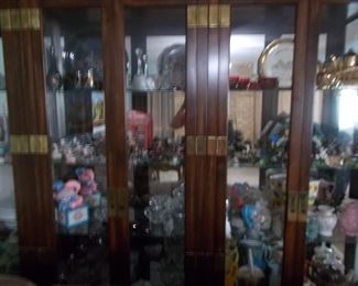 3 separate  glass & wood curio cabinets