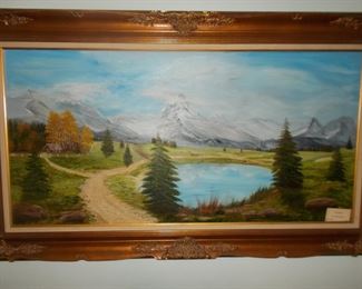 Large oil in ornate frame