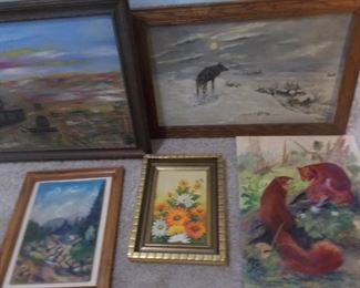 Vintage oils on canvas and hard board