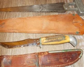 Case XX with sheath  and Pioneer Co bone saw