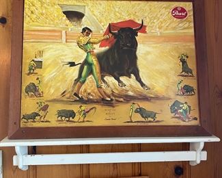 Four large Pearl Beer Bullfighter posters in original frames.