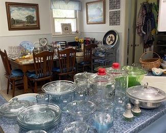 Tom’s Peanut jars and blue depression glass