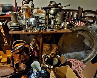 Pewter,  baskets, Copper and various items