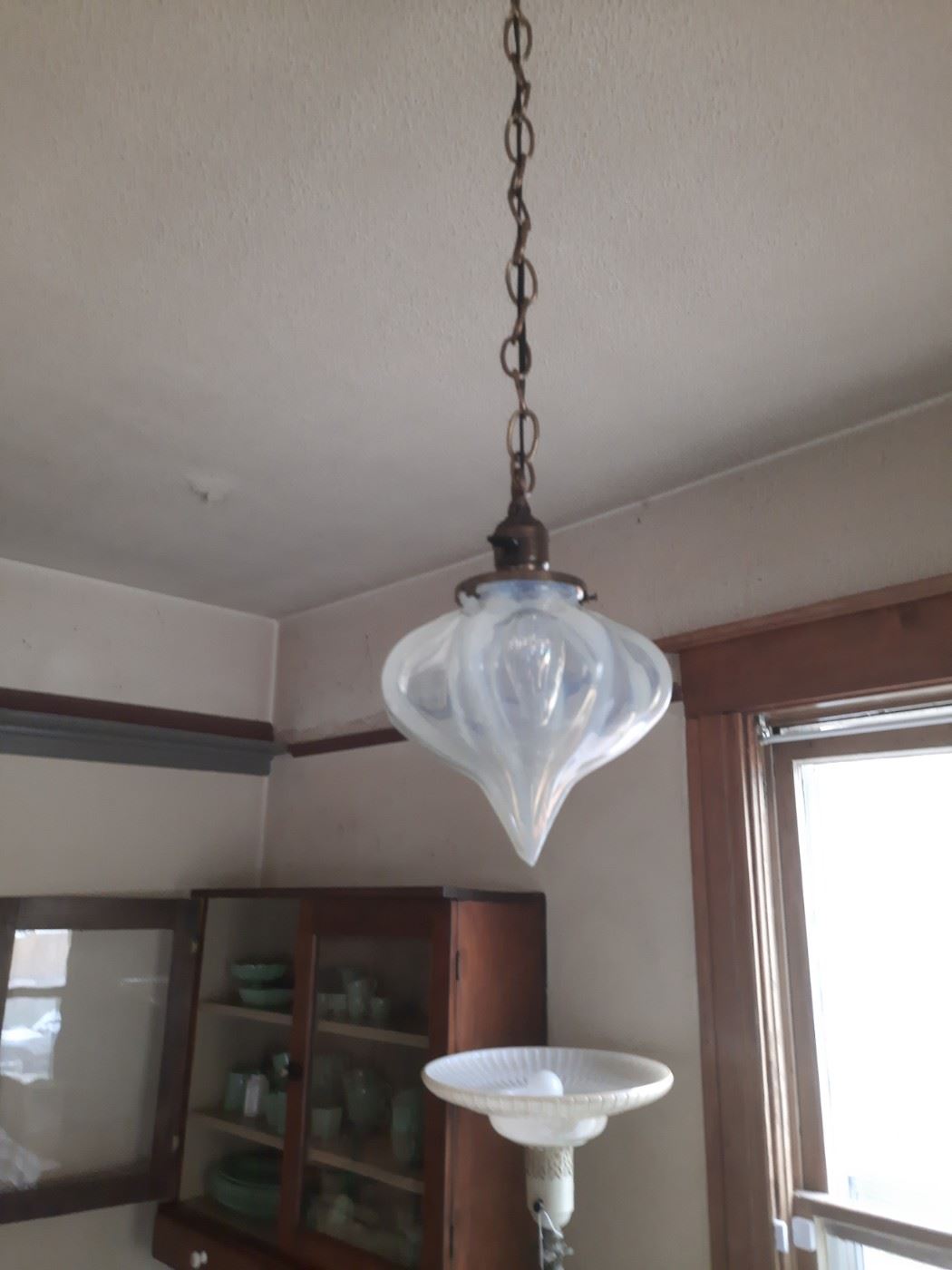 1900's opalescent hanging light.