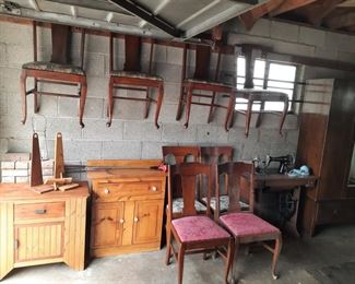 Old cabinets and dining room chair set