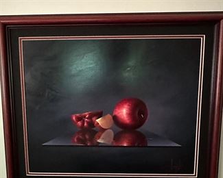 Dario Campanile “Le Mele” framed original signed oil painting on panel hand-signed by the artist with certification and appraisal.  20.5" x 24"