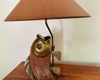 Vintage 1981 Chapman Brass Fish Lamp 21” tall