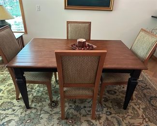 Ethan Allen dining table and chairs 37.5”wide x 61.5”long

