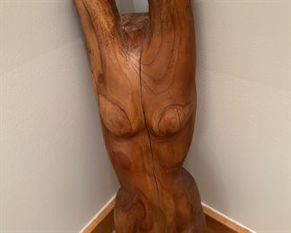 Wooden torso carving 24.5” tall