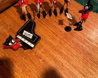 Hand painted wood Felix black cat orchestra 