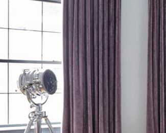 Custom Velvet Shades, Restoration Hardware Sea light floor lamp, discontinued and hard to find. Excellent condition like new.