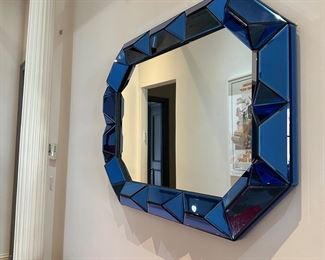 Geometric Blue Mirror 34"H x 4"d x 46"W