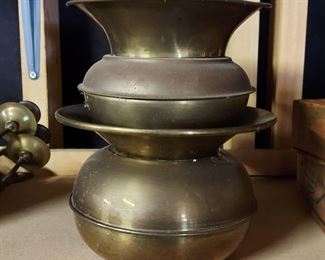 Vintage brass spitoons 