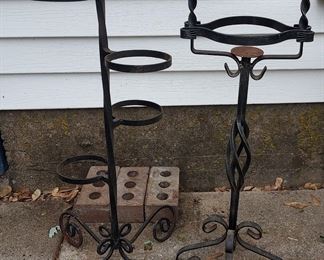 Vintage wrought iron plant stands