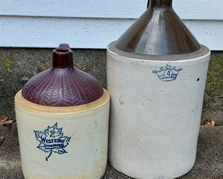 Antique Stoneware Crock Jug, 4 and 2 Gallon