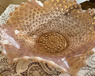 Fenton Hobnail Wavy Bowl Milkglass 