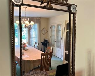Antique Mirror with Glass Medallions Carved