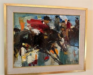 Abstract Painting Gérald Ellis (1920-1998)  Horse and Rider