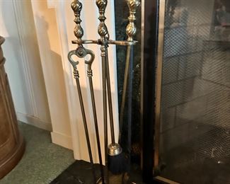 Brass Fireplace Tool Set