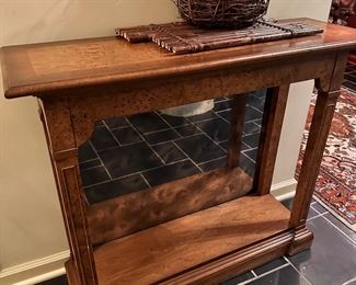Burled Walnut Console Table with Mirrored Back