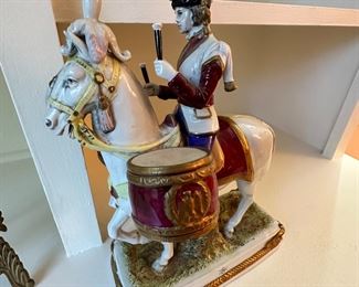 Antique German Porcelain Drummer on Horseback 