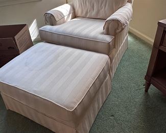 Off white club chair and ottoman