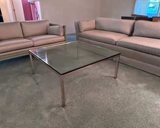 Glass metal coffee table 