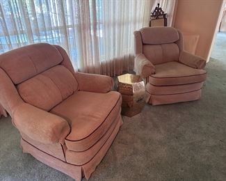 Pair of Swivel and Rock Club Chairs