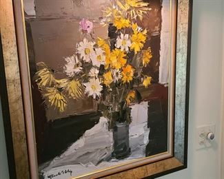 Gerald Ellis “Bouquet de fleurs” oil on canvas 