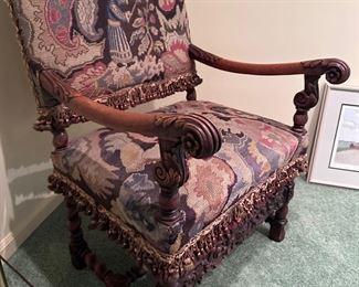 Carved Wood Chair Tapestry