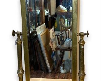 Art Deco Brass Cheval Dressing Mirror