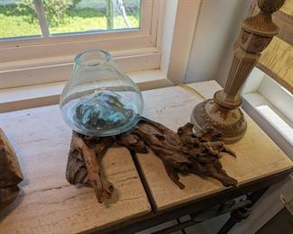Driftwood With Hand Blown Glass Accent