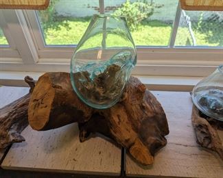 Driftwood With Hand Blown Glass Accent
