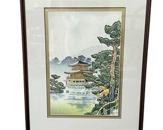 Lot 13   0 Bid(s)
Nisaburo Ito Japanese Woodblock Print Golden Pavilion in Rain