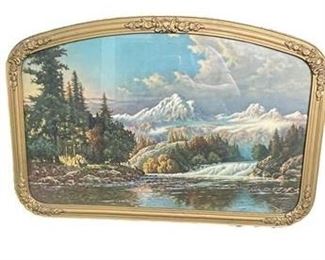 Lot 29   0 Bid(s)
Vintage Art Deco Mountain over River Framed Print