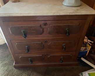 Antique 3 drawer marble chest