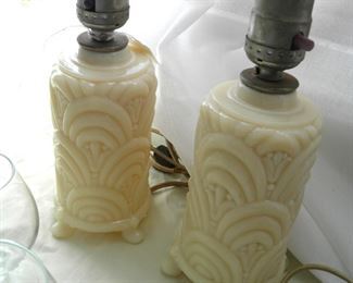 Aladdin custard glass bedrm lamps